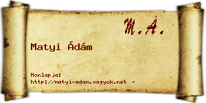Matyi Ádám névjegykártya